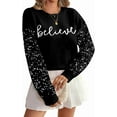 thumbnail image 4 of MOUSYA Christmas Sequin Sweater Womens Believe Christmas Sweatshirt Crewneck Long Sleeve Xmas Holiday Knit Pullover Top, 4 of 9
