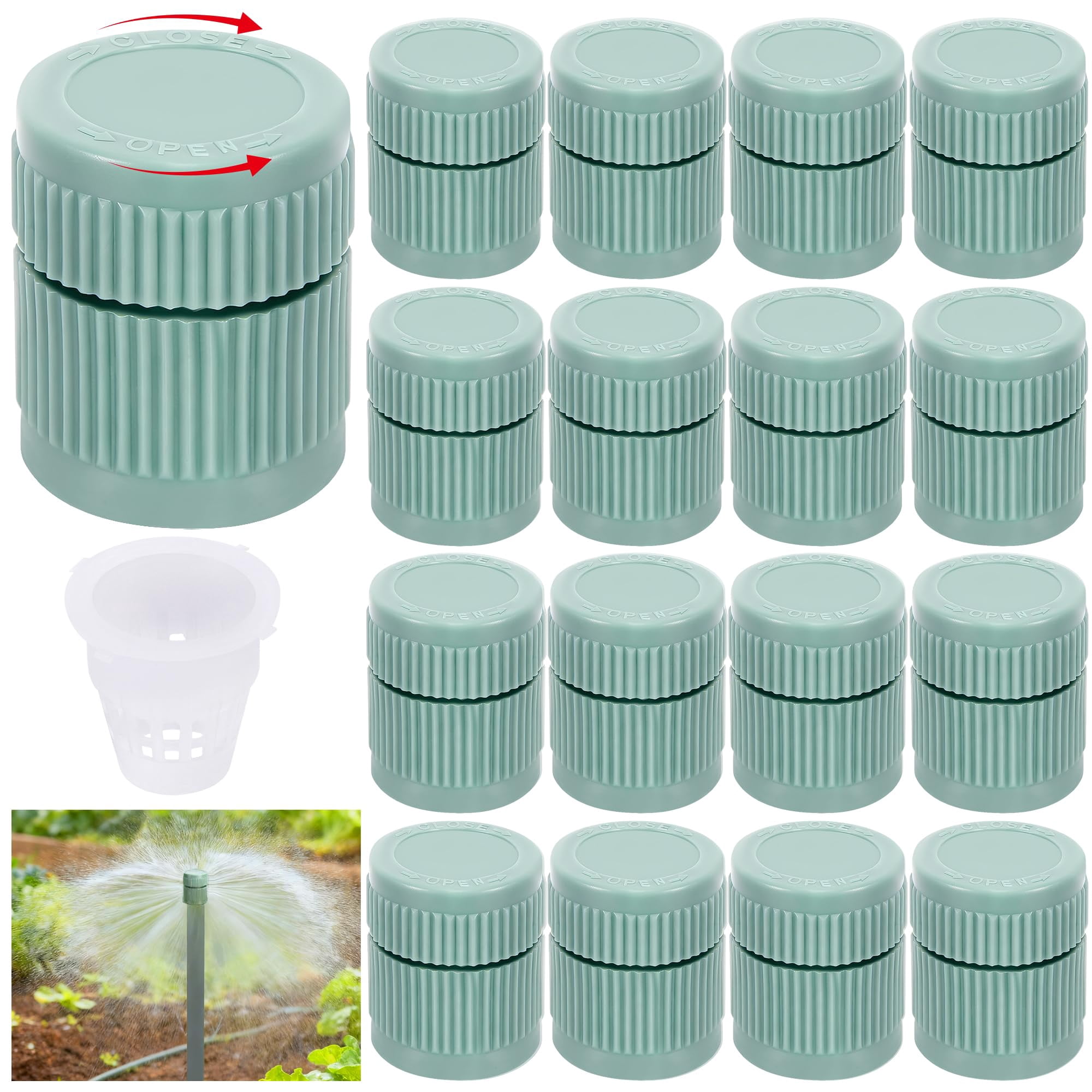 EBaokuup 16 Pack Mushroom Bubbler Sprinkler Heads, Adjustable Flow Shrub Irrigation Emitters for 1/2 Inch Hose