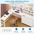 thumbnail image 4 of Loft Bed Twin Size with Desk, 6 Storage Drawers and Bookshelf, Metal Loft Twin Bed Frame with USB Charging Station, LED Lights, Storage Shelf, Full-Length Guardrail & Ladder, White, 4 of 10