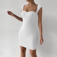 thumbnail image 6 of ClodeEU Women's Sleeveless Bodycon Mini Dress,Basic Solid Slim Fit Dress White,Women's Plus XL, 6 of 7