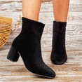 thumbnail image 4 of Womens Boots Pointed Toe Ankle Booties for Women, Velvet Block Heel Boots with Back Zipper, Casual Fall Shoes for Work, Dress, Party and Everyday Wear, 4 of 9