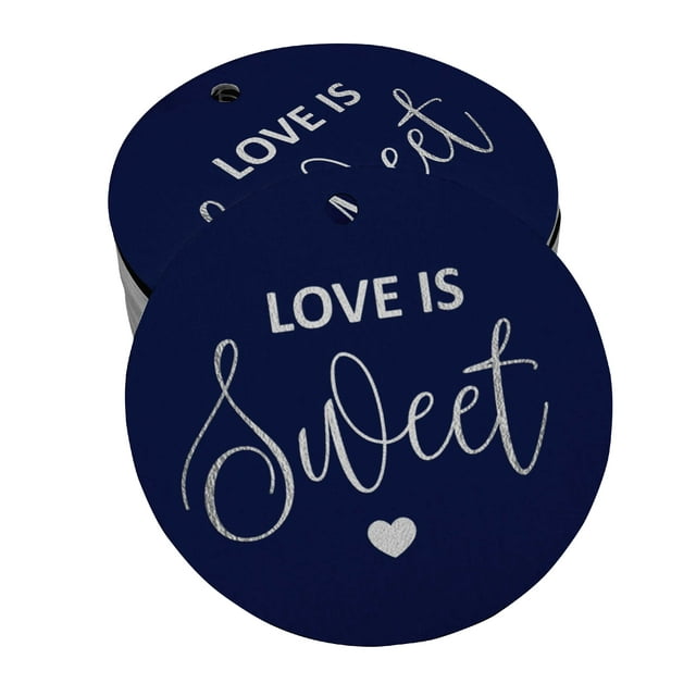 Inkdotpot 100 Pack Real Silver Foil Paper Tag Love Is Sweet Wedding Favor Hang Tag