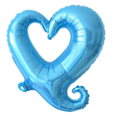 Blue Foil Heart - Unique Bargains Foil Heart Design Inflation Balloon Wedding Celebration Light Blue 14.6 Inch