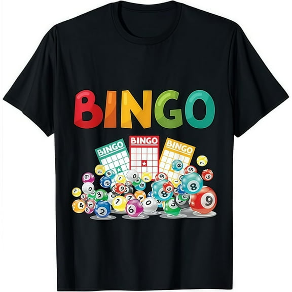 Fashion Graphic Tee,Tops Has"Bingo"Letter Print,Casual Round Neck Regular Fit T-shirts, Size(S-5XL)