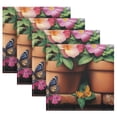thumbnail image 5 of BZSMCE Satin Native Fab Cotton Dinner Napkin Kittens in Pots Of Flower Butterflies Reusable, 5 of 8