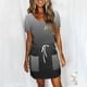 thumbnail image 2 of Mini Vestido de Verano Color Sólido Cuello en V Manga Corta Vestido de Becerro Medio, Vestido Corto de Verano, 2 of 5