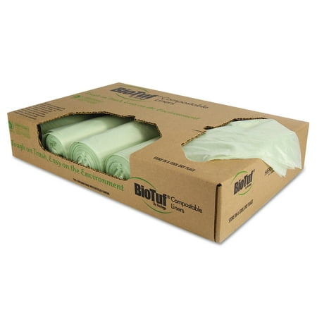 Heritage Biotuf 48 Gallon Compostable Can Liners, Green, 100 count