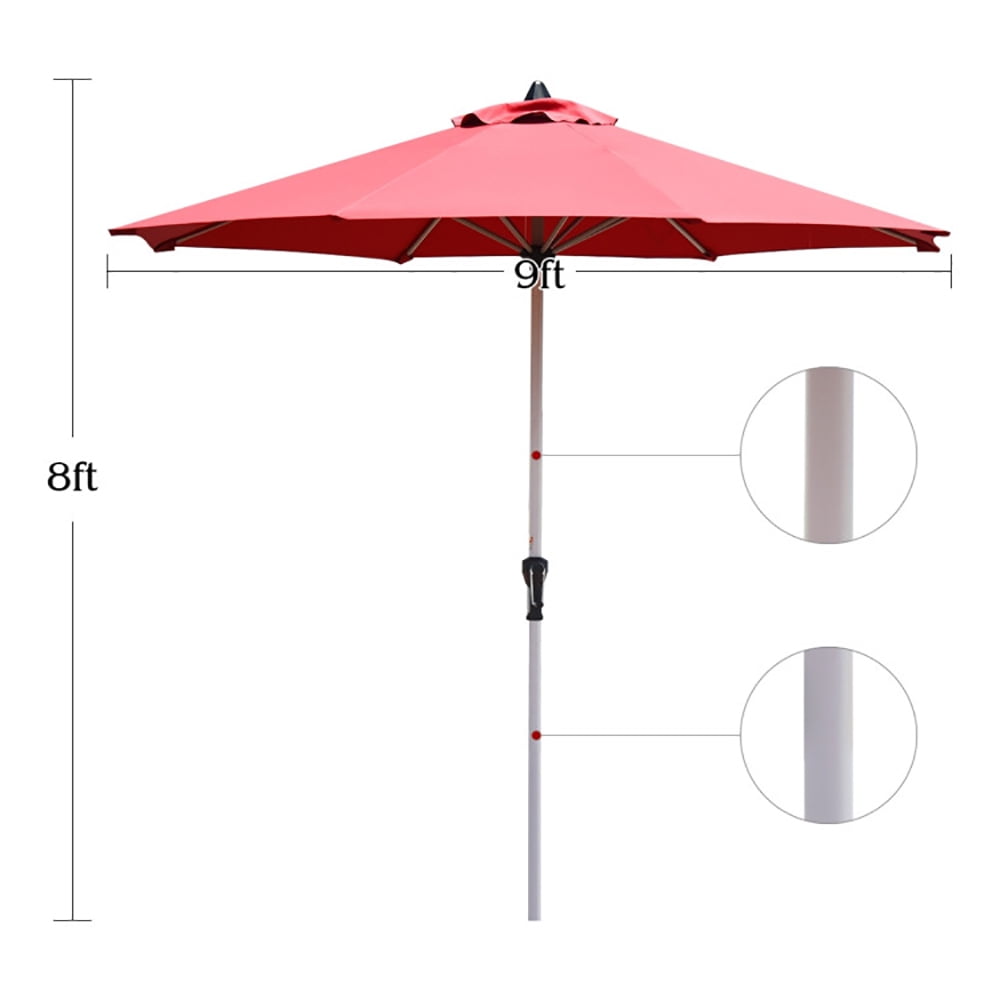 Aimee Lii 9 Feet Patio Outdoor Market Umbrella with Aluminum Pole without Weight Base, Table Umbrella Outdoor Patio, Red Aimee Lii 9 Feet Patio Outdoor Market Umbrella with Aluminum Pole without Weight Base, Table Umbrella Outdoor Patio, Red