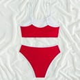 thumbnail image 5 of Linfrsh Bikini Set for Women Two Piece Swimsuits V Neck High Waist Crisscross Back Straps Womens Swimwear Red,L, 5 of 7