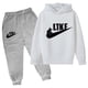 thumbnail image 4 of Conjunto de 2 piezas de sudadera con capucha y pantalón con estampado de marca de diseñador para niños y niñas, ropa deportiva informal de moda para primavera y otoño, 4 of 4