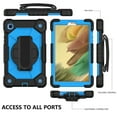 thumbnail image 5 of Dteck Kids Case for Samsung Tab A7 Lite 8.7" SM-T220 SM-T225, Heavy Duty Rugged Shockproof Case with Adjustable Hand Strap, Carrying Shoulder Strap, Rotating Kickstand, Black + Blue, 5 of 6