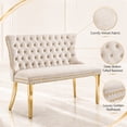 thumbnail image 4 of SESSLIFE Velvet Dining Bench with Back, 2 Seat Upholstered Banquette Bench with Nailhead Trim and Stainless Steel Legs, Dining Room Bench for Kitchen, Entryway, Beige, 4 of 7