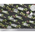 thumbnail image 3 of Soimoi Rayon Crepe Fabric Vehicles,Tree & Shops Architectural Print Fabric by Yard 46 Inch Wide, 3 of 3