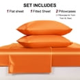 thumbnail image 6 of Flxxie 4 Pieces Full Silky Satin Sheet Set for Hair and Skin, Includes Flat Sheet, Deep Pocket Fitted Sheet and Pillowcases, Orange, 6 of 6