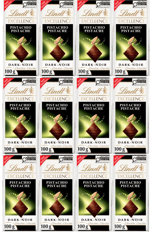 Lindt EXCELLENCE Pistachio Dark Chocolate Bar, 12 Pack, 3.5 oz
