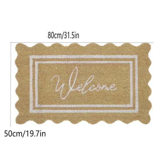 Spring Welcome Matt Outdoor,Scalloped Edge Welcome Doormat for Front Door Mat Outside Entrance,Imitation Coir Home Plate Durable Dirt Trapper Welcome Mats for Outdoor Indoor Entrance Garage Door Mat