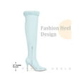 thumbnail image 6 of BLISSFUL STEP Women's Boots Thigh High Faux Suede Faux Fur Stiletto Heels Boots Sky Blue 11, 6 of 7