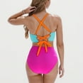thumbnail image 4 of Cameland Women Color Blocking Sexy Backless Strap Bikini Swimsuit, 4 of 4