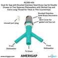 thumbnail image 2 of Dual Air Gap with Brushed Stainless Steel Brass Cap for Double Drawer or Two Separate Dishwashers with Skirted Cap and Extra Long Thread for Thick or Thin Countertops (AG200-404, AG200-X04, AMERIGAP), 2 of 9