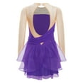 thumbnail image 3 of Sholeno Kids Girls Figure Skating Dress Mesh Splice Competition Leotard Ballet Lyrical Dance Costume Purple 8, 3 of 6
