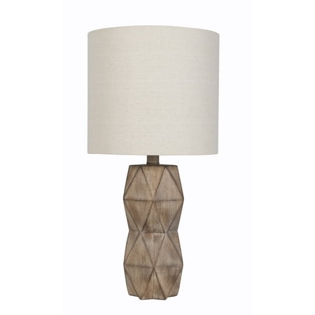 Better Homes & Gardens Weathered Wood Faceted Faux Wood Table Lamp, 21"H