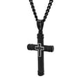 thumbnail image 2 of Men's Black Diamond Accent Black Finish Stainless Steel Cross Pendant 24" Necklace, 2 of 5