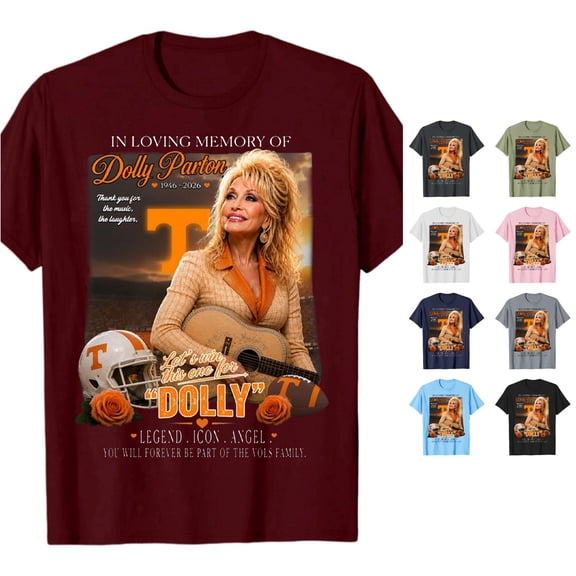 VNKIDY Womens Retro Dolly Shirts Short Sleeve Country Music Legend Graphic Tees Crew Neck Parton Memorial T Shirts Everyday Wear Loose Fit Womens Tops,Size L