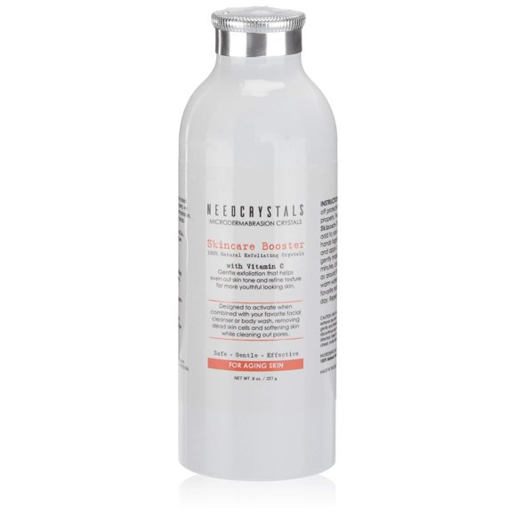NeedCrystals Microdermabrasion Crystals, DIY Face Scrub with Vitamin C. Natural Facial Exfoliator for Dull or Dry Skin Improves Wrinkles, Anti-Aging, Skin Texture & Brightening. 8 oz