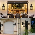 thumbnail image 5 of Outdoor Wall Sconces, Round Exterior Wall Lanterns, 15.5" H Black Outdoor Wall Light Fixtures, Waterproof Outside Wall Mounted Lights with Seeded Glass for Porch Patio Garage, 5 of 6