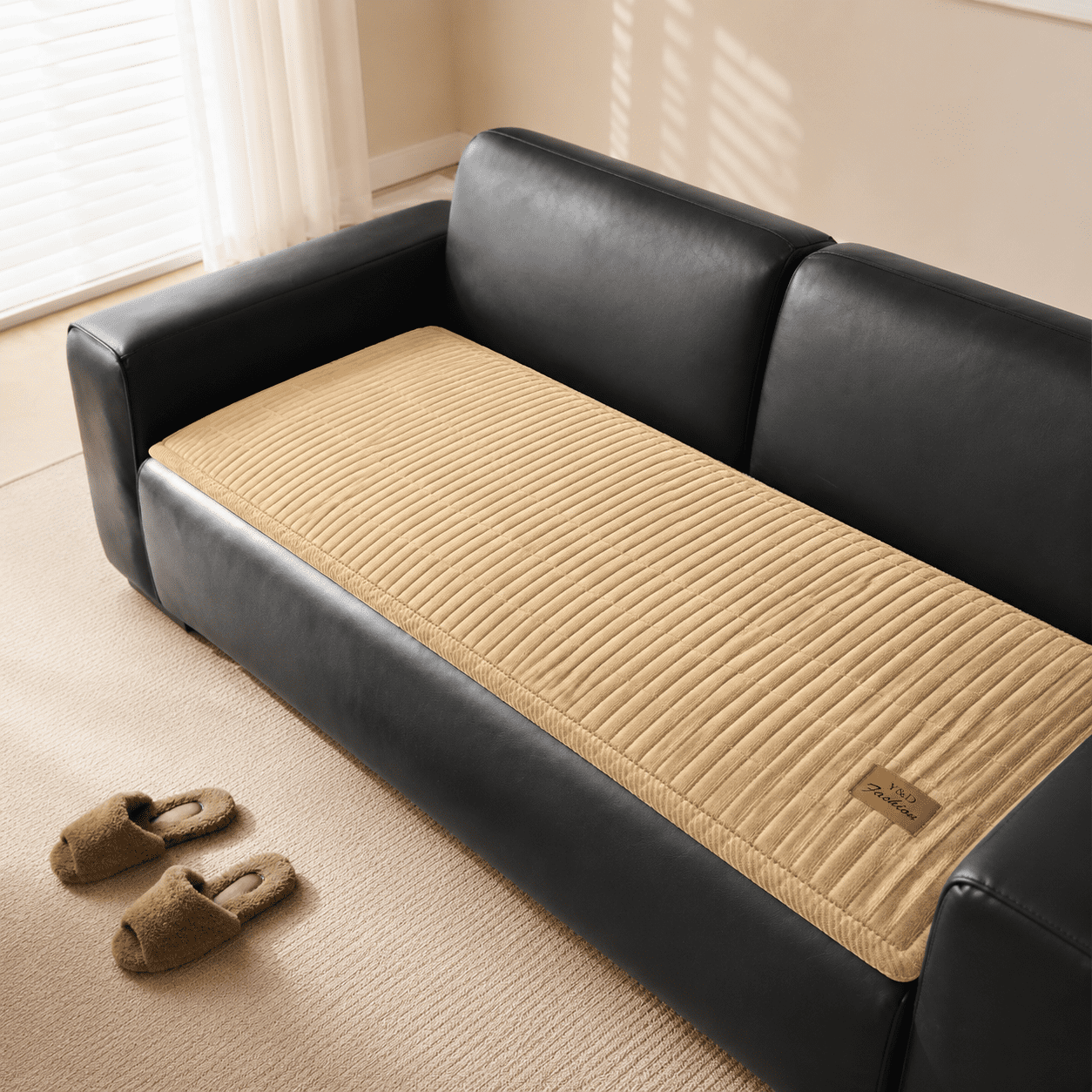 Light Brown2 27.6 x70.9 Flannel Non Slip Pet Sofa Protector Couch Cover
