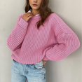 thumbnail image 6 of Womens Sweaters Fall Oversized Chunky Knitted Pullover Sweater Casual Long Sleeve Crewneck Cute Sweaters Pink S, 6 of 10