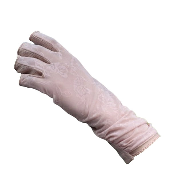 Qarigey Manopla de seda de hielo Suministros para mujeres Cubierta de mano Manopla de encaje de superficie lisa Rosa Type3 NO3 Qarigey AP010251-03B