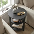 thumbnail image 5 of ZEXVIDA Farmhouse Round Side Table, 3-Tier Small Round End Table With Open Storage Shelves, Nightstand for Small Spaces, Living Room,Black, 5 of 9
