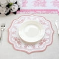 thumbnail image 2 of Balsa Circle 10 White Pink 13" Disposable Cardboard Paper Placemats Damask Floral Pattern Party Wedding Tableware Decorations Supplies, 2 of 8