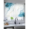 thumbnail image 5 of Blue Water Ripple Sheer Curtains 45 inches Long, Vintage Abstract Modern Classic Light Filtering Sheer Window Curtains Rod Pocket Voile Drapes for Bedroom Living Room, 52"W x 45"L 2 Panels, 5 of 7
