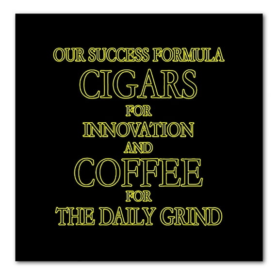 DistinctInk Custom Bumper Sticker - 10" x 10" Decorative Decal - Black Background - Success Formula - Cigars & Coffee