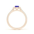 thumbnail image 2 of ANGARA Natural Oval Tanzanite Halo Ring with Diamond Accents in 14K Rose Gold for Women (Size-7x5mm) | December Birthstone, Birthday, Anniversary, Jewelry Gift for Women | Natural Tanzanite Ring, 2 of 9