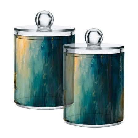 Family Of Foxes Cotton Swabs Cans Translucent Plastic Canisters Dustproof Lid for Bathroom Storage