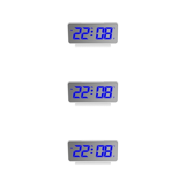 Bearachild Despertador eléctrico LED Pantalla de temperatura digital Wake Up Dormitorio Termómetro Snooze Relojes de interior Pantalla azul Pantalla azul 3Conjunto