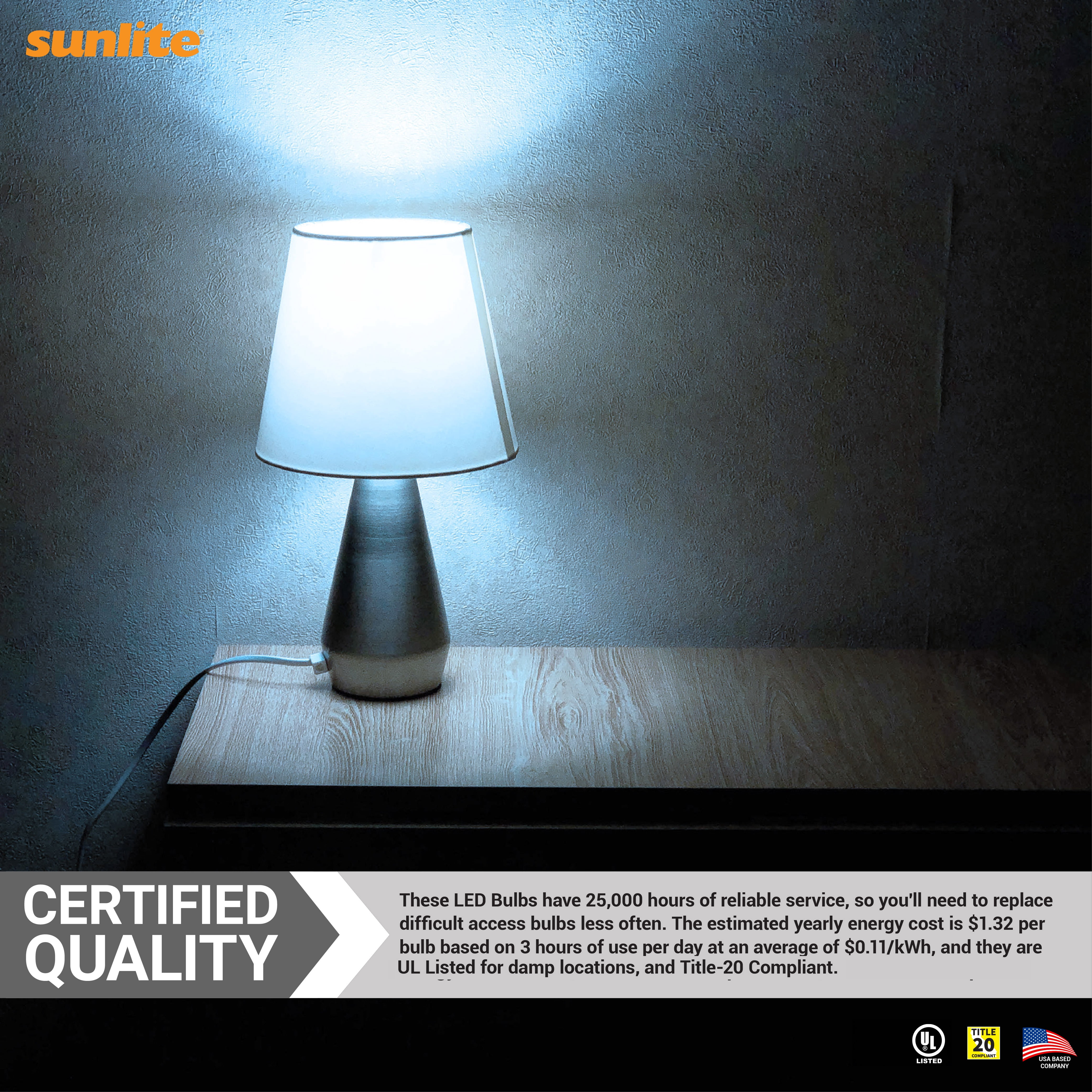 Sunshine Lighting B3166934 Sunlite LED A19 Light Bulb - E26 Base - 11W - 1100 Lumens - 6500K - Daylight - Pack of 6