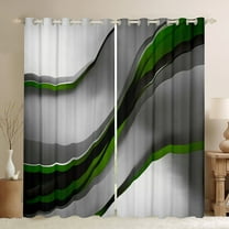 Feelyou Adult Modern Fashion Blackout Curtains Set of 2 (52x84 Each), Green Abstract Geometric Window Curtains, Stripes Ombre Curtains and Drapes, Blackout Curtains Home Decor