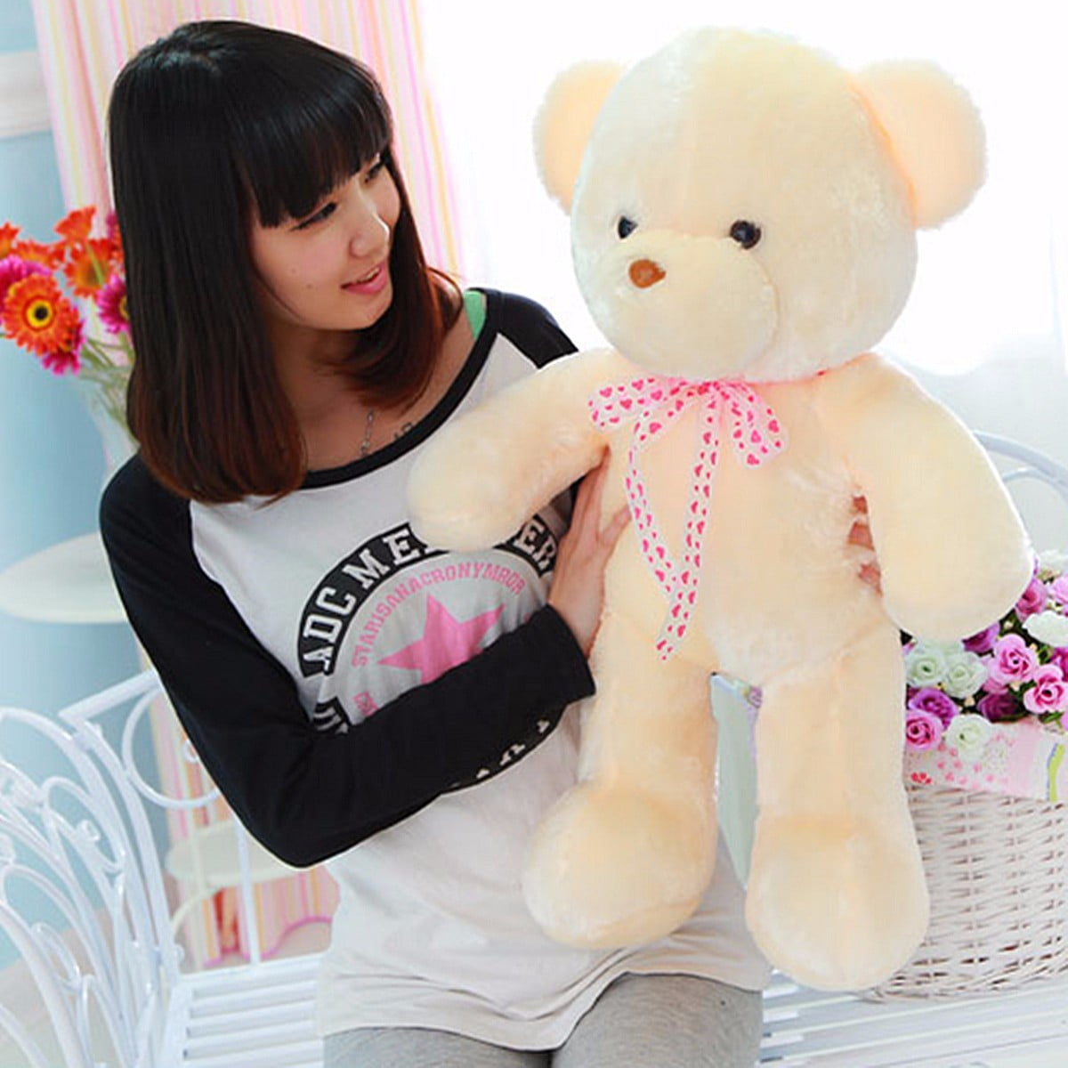 50CM LED Flash Light Colorful Luminous Teddy Bear Plush Doll Children Toy