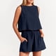 thumbnail image 2 of Conjunto de dos piezas de pantalones cortos holgados de cintura alta sin mangas en color liso para mujer, ideal para la primavera y el verano: elegante, transpirable y fácil de combinar., 2 of 5