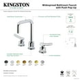 thumbnail image 7 of Kingston Brass KS1457TKL Hallerbos Two-Handle 3-Hole Deck Mount Widespread Bathroom Faucet with Push Pop-Up Drain in Brushed Brass, 7 of 7