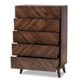 thumbnail image 3 of Baxton Studio Hartman Coffre de Rangement en Bois Fini Noyer Brun à 5 Tiroirs, 3 of 10