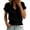 Black, variant on Banded Bottom Tops for Women Smocked Tops Elastic Cinched Waist Top Dressy Blouse Roll-up Short Sleeve Casual Ruffled Trim V Neck Tunic Shirts