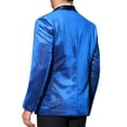 thumbnail image 3 of INSPIRE CHIC Men's Suit Jacket Shawl Lapel One Button Metallic Shining Fabric​ Blazers XL Blue, 3 of 5