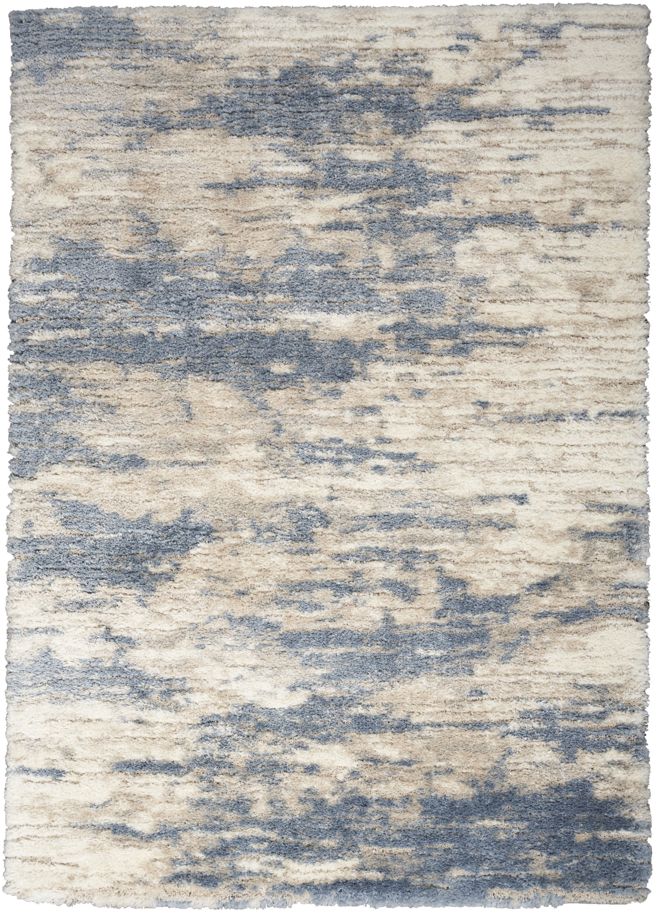 Nourison Luxurious Shag Light Blue Grey 4' x 6' Area Rug, Abstract, Plush, Bed Room, Living Room, Dining Room, Kitchen, Easy Cleaning, Non Shedding,