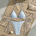 thumbnail image 2 of Women's Swimsuits Halter String Triangle Bikini High Cut Thong Bathing Suits Two Piece Swimwear Blue L(L), 2 of 7