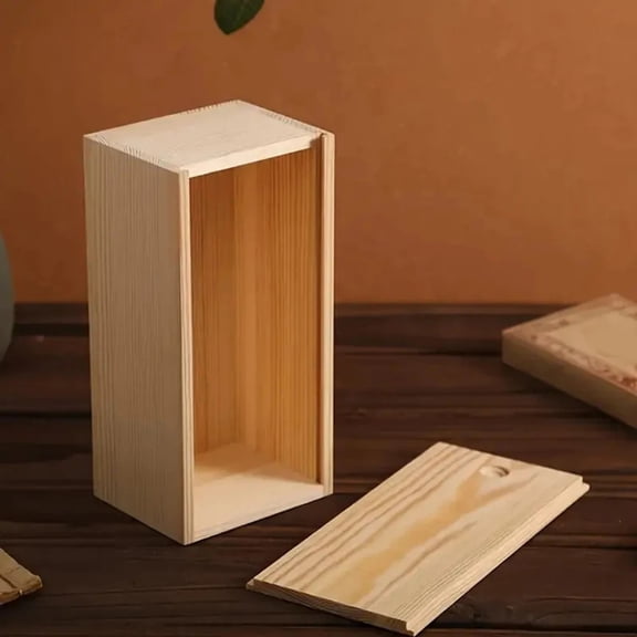 Pine Pull-out Box Sliding Cover Wooden Box Wooden Storage Box Log Drawer Wood Jewelry Organizer Case DIY Case